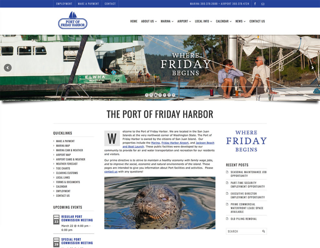 The Port of Friday Harbor website needed a complete overhaul to something the staff could update themselves.