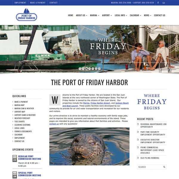 The Port of Friday Harbor website needed a complete overhaul to something the staff could update themselves.