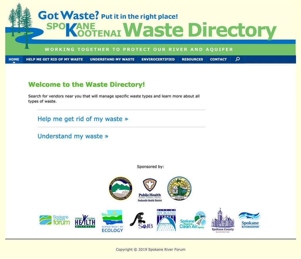 The Spokane Waste Directory was another collaborative effort between programmer Scott and myself.