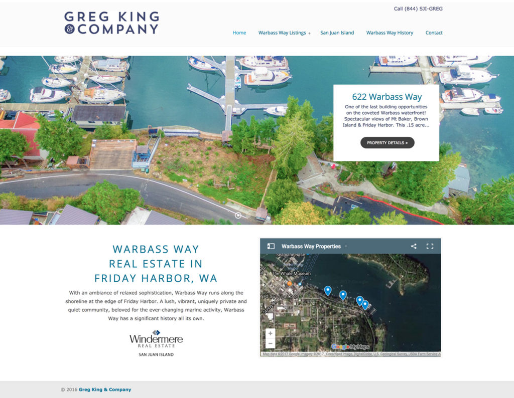 A website to promote multiple properties for sale in one area of Friday Harbor.